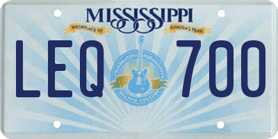 MS license plate LEQ700