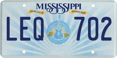 MS license plate LEQ702
