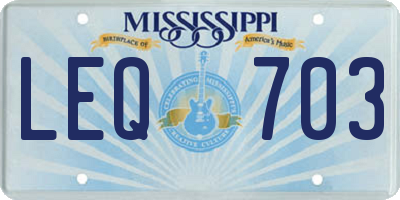 MS license plate LEQ703