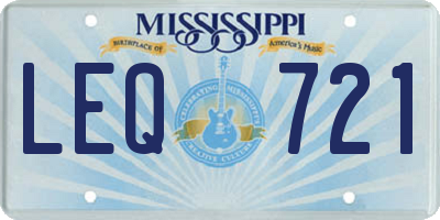 MS license plate LEQ721