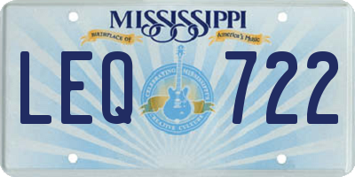 MS license plate LEQ722