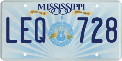 MS license plate LEQ728