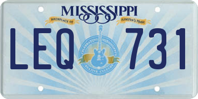 MS license plate LEQ731
