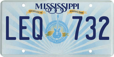 MS license plate LEQ732