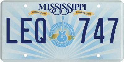 MS license plate LEQ747