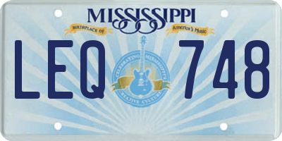MS license plate LEQ748
