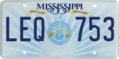 MS license plate LEQ753