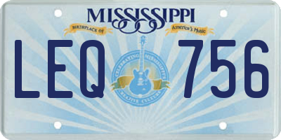 MS license plate LEQ756