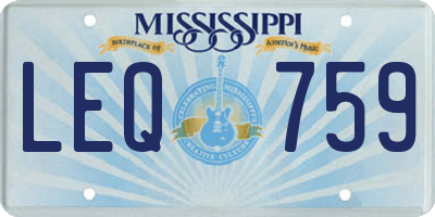 MS license plate LEQ759