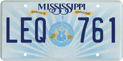 MS license plate LEQ761