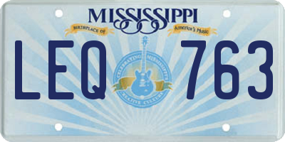 MS license plate LEQ763