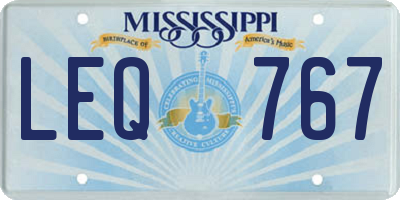 MS license plate LEQ767