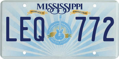 MS license plate LEQ772