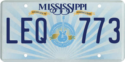 MS license plate LEQ773