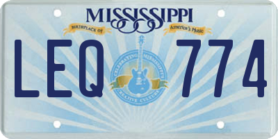 MS license plate LEQ774