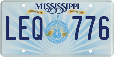 MS license plate LEQ776