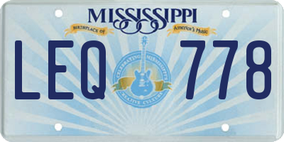 MS license plate LEQ778