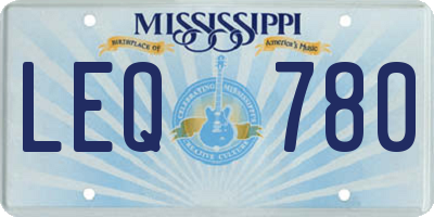 MS license plate LEQ780