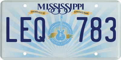MS license plate LEQ783