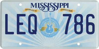 MS license plate LEQ786