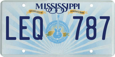 MS license plate LEQ787