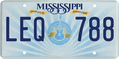 MS license plate LEQ788