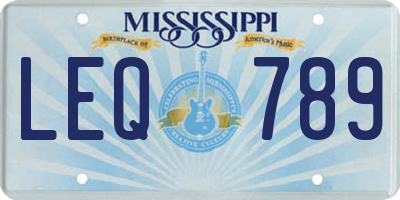 MS license plate LEQ789