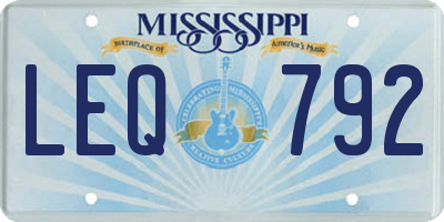 MS license plate LEQ792