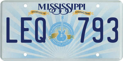 MS license plate LEQ793