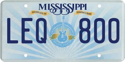 MS license plate LEQ800
