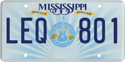 MS license plate LEQ801