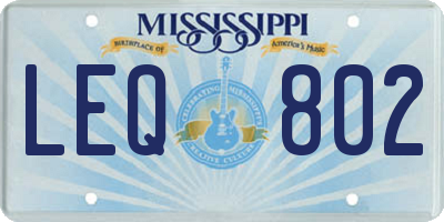 MS license plate LEQ802