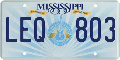 MS license plate LEQ803