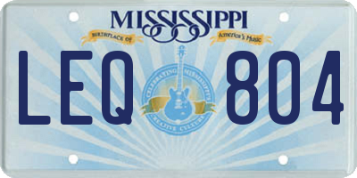 MS license plate LEQ804