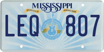 MS license plate LEQ807
