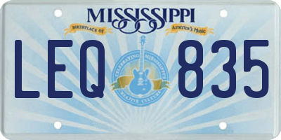 MS license plate LEQ835