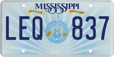 MS license plate LEQ837