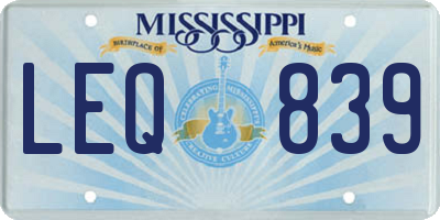 MS license plate LEQ839