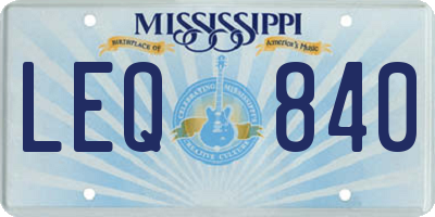 MS license plate LEQ840
