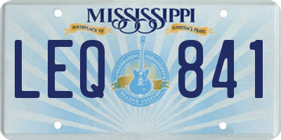 MS license plate LEQ841