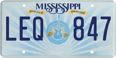 MS license plate LEQ847