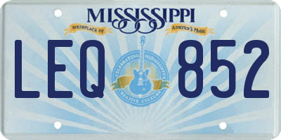 MS license plate LEQ852
