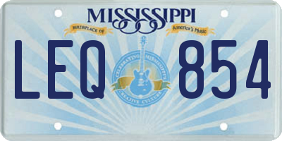 MS license plate LEQ854