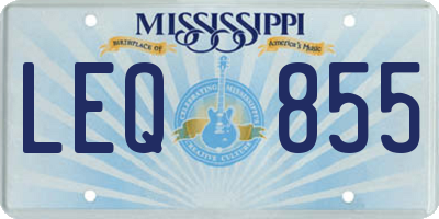 MS license plate LEQ855