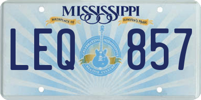 MS license plate LEQ857