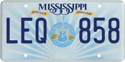 MS license plate LEQ858