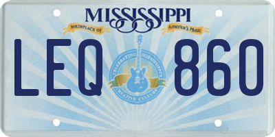 MS license plate LEQ860