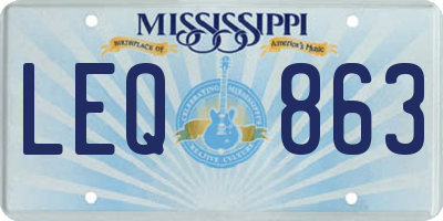 MS license plate LEQ863