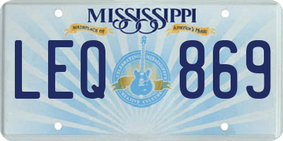 MS license plate LEQ869