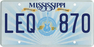 MS license plate LEQ870